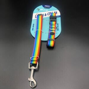 Whimsy Rainbow Dog Leash & Collar Set, Size M, NWT